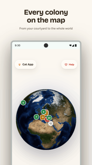 3D globe of cat colonies