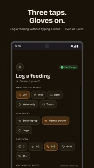 Three-tap feeding log
